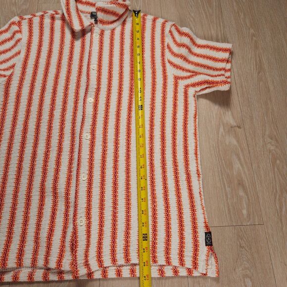 Todd Snyder Textured Stripe Cabana Shirt Mens M Orange White Knit Polo Portugal - Picture 9 of 10